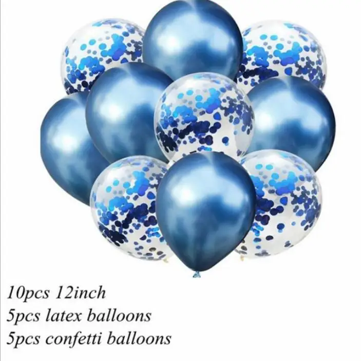 12 дюймов металлические цветные латексные шары конфетти микс 10 шт гелиевые надувные шары шар на день рождения, свадьбу, вечеринку - Цвет: Metal blue