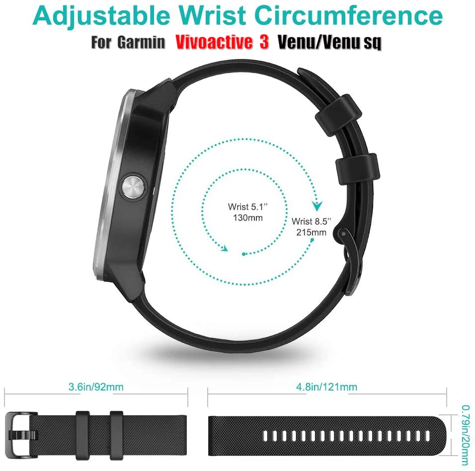 Silicone Strap For Garmin Venu 2 Strap Replacement Watch Strap For Garmin Venu 2S sq Strap For Garmin Venu With Dustproof Plug