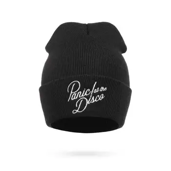 

Letter Hat with Panic Lat The Disca Skullies Beanies Wool Knitted Hats for Women Fall and Winter Cap Men Sport Acrylic Hat