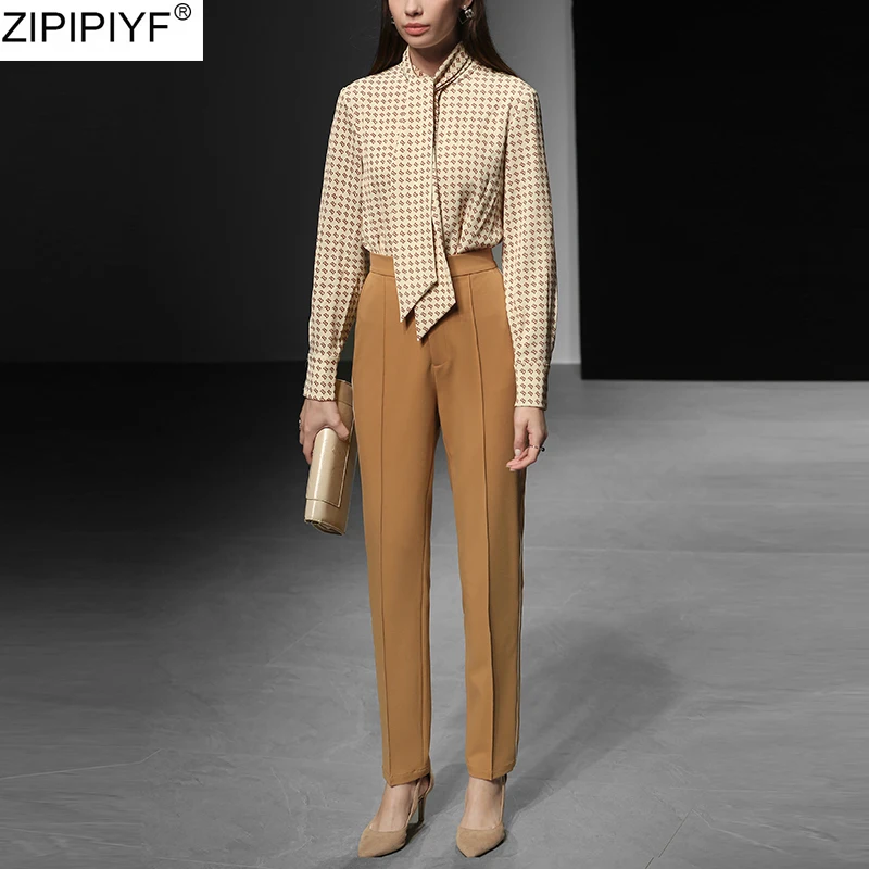 Подиумный новый весенний комплект одежды Женские винтажные блузки с принтом