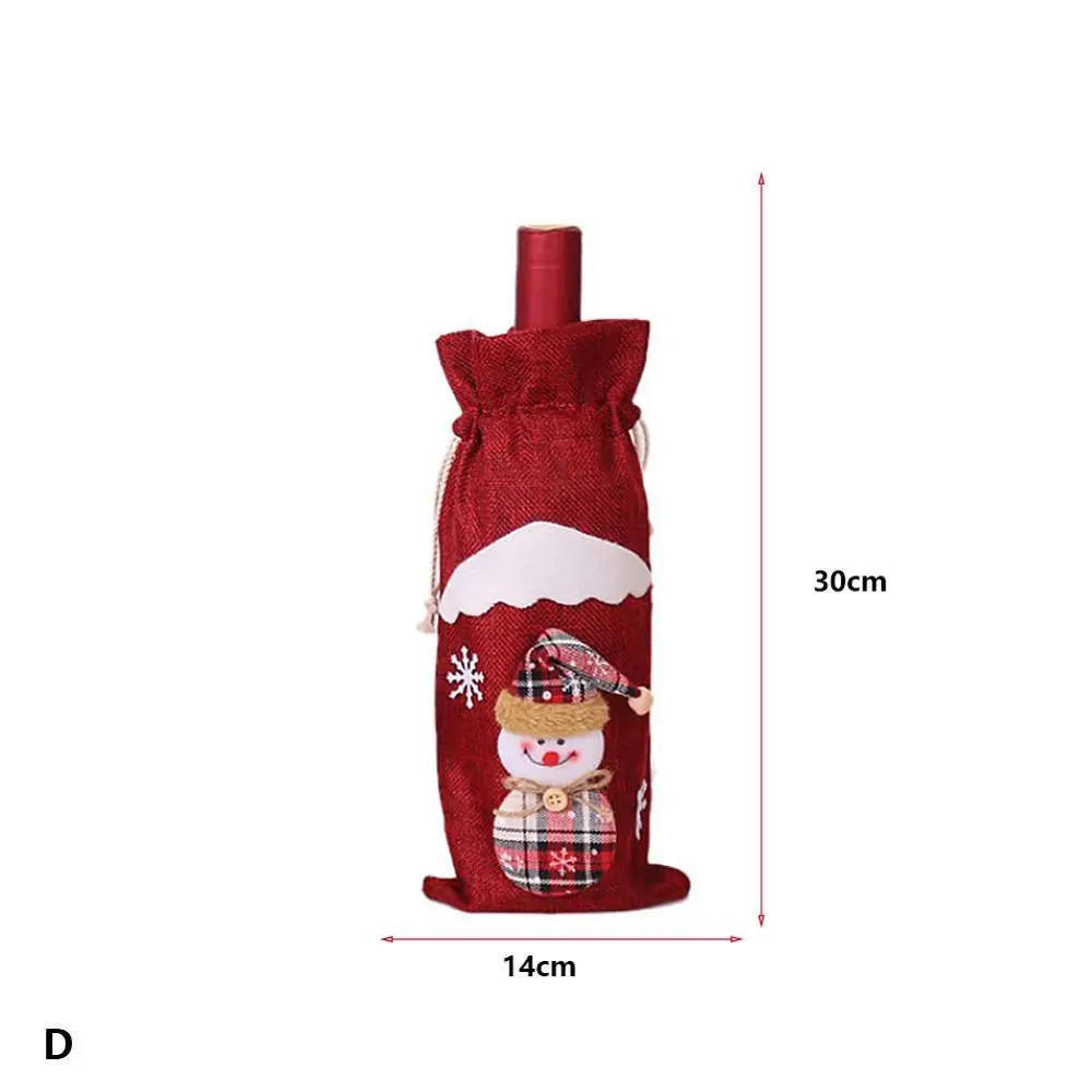 D Red snowman Рождественский шнурок мешок для бутылки кукла шампанское красное вино бутылка набор декоративное покрытие украшение стола Рождественская вечеринка - Цвет: D Red snowman