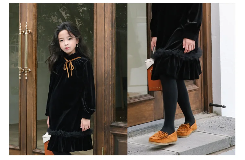 Teenage Kids Girls Winter Dress Fleece 2019 New Baby Girl Autumn Dress Black Kids Casual Dress Girl Children Top Toddler Dresses (15)