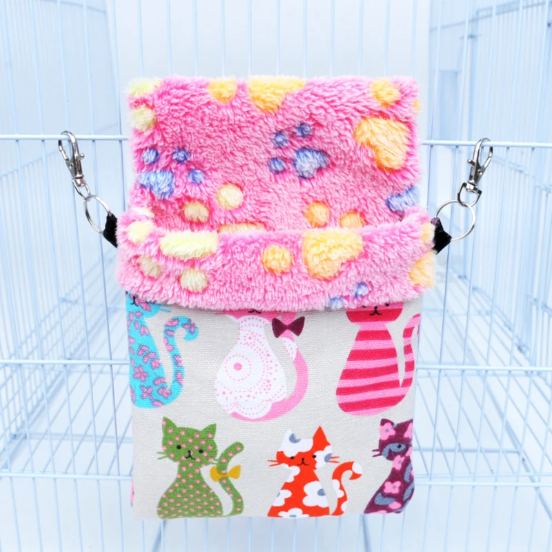 

1pc 3 Size Cartoon Winter Worm Short Plush Hamster Sugar Glider Hammock Squirrel Hanging Sleeping Bed Cage Small Pet Supply