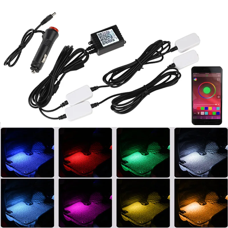 

Amazon New Style Car Ambience Light USB Cigarette Lighter RGB Colorful Rhythm Puddle APP Voice qi fen deng