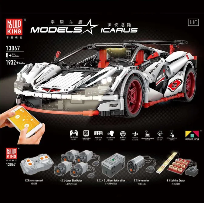 1928pcs Technic MOC-3918 Супер Спорт белый гоночный автомобиль с RC приложение управления строительные блоки Fit Technic кирпичи игрушки подарки для детей - Цвет: 1928pcs