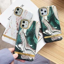 Funda para teléfono con barra dorada de mármol de ágata artística Vintage para iphone 11 XS XR XS Max 6 6S 7 8 Plus funda trasera de silicona suave brillante