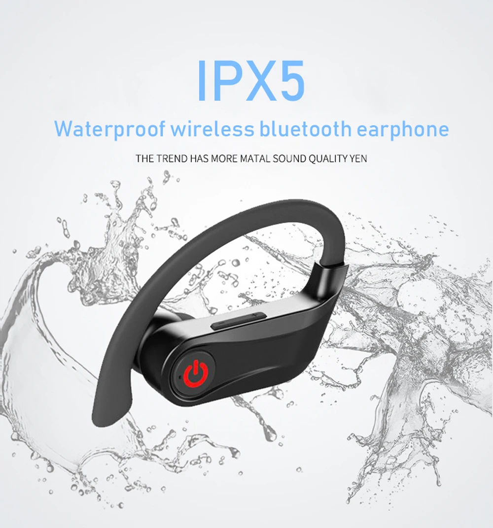 YUNAO porQ69 Wireless Earphones ear Hook Sport Bluetooth Earphone With LED power display Headphone charging box Binaural HD call