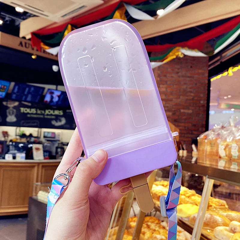 빨대가 달린 야외 물병, 휴대용 로프, 여행 물병, 학생 여아 물컵, 주스 마시는 병, BPA 프리, 여름