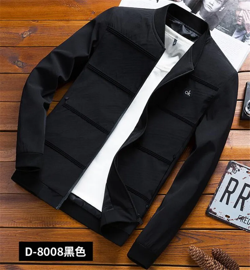 Модная мужская куртка-бомбер в стиле хип-хоп с заплатками, приталенная куртка-бомбер для пилота, мужские куртки размера плюс 4XL - Цвет: Черный