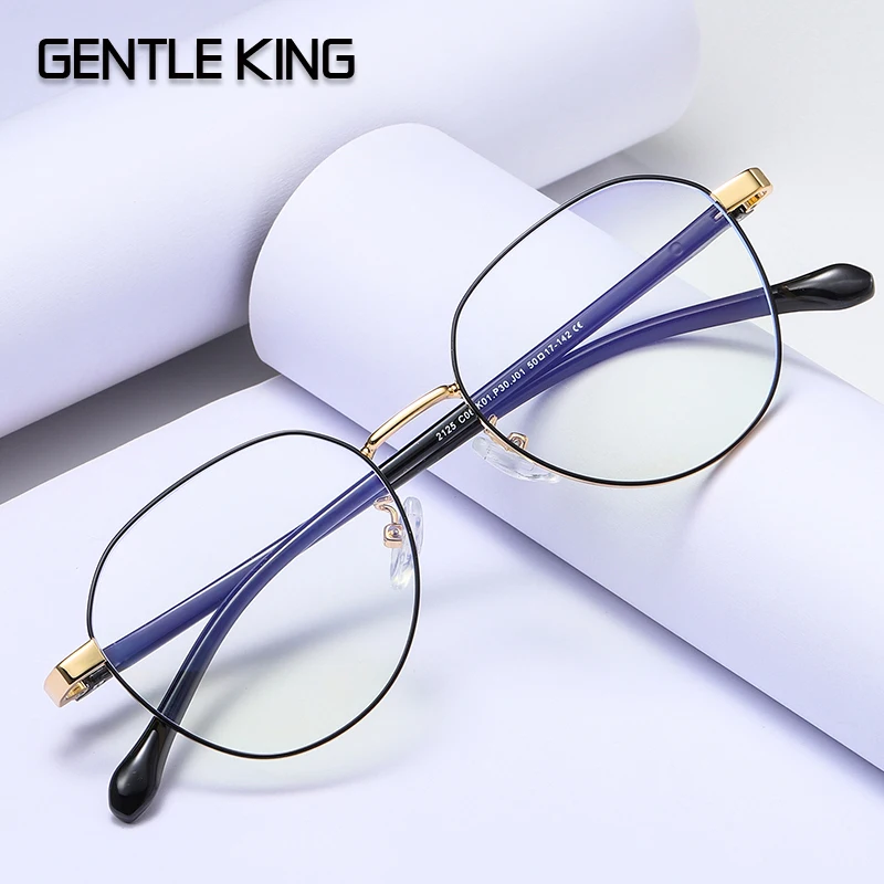 

GENTLE KING Computer Glasses Women Rays Radiation Gamin Eyewear Frames Metal Unisex Anti Blue Light Glasses Men Print