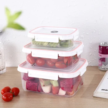 

3pcs/set Storage Boxes Kitchen Plastic Microwave Refrigerator Food Storage Sealing Box Lunch Box Container