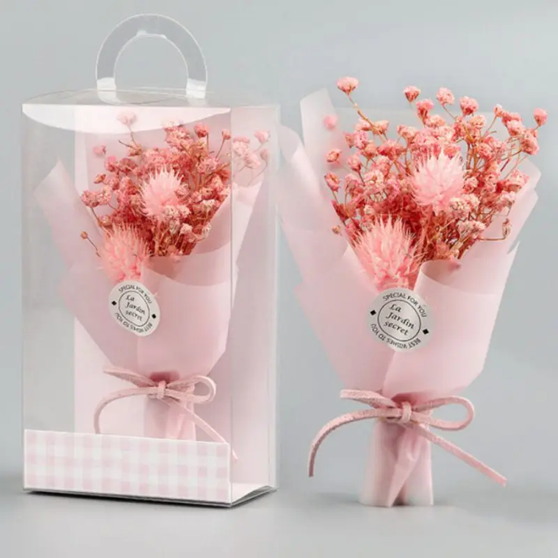 Искусственный Свадебный подарок на день Святого Валентина из ПВХ цветок букет из сушеных цветов с коробкой для домашний праздничный вечерние украшения