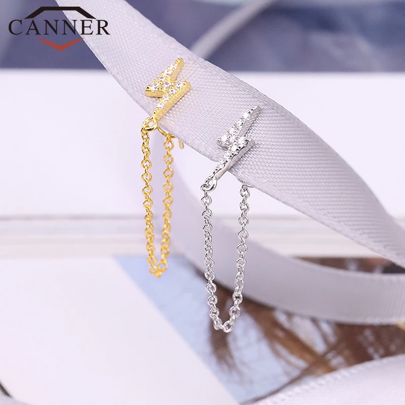1pcs Gold Silver Color Lightning/Snake Chain Stud Earrings for Women 925 Sterling Silver Tassel Earrings Fashion Jewelry
