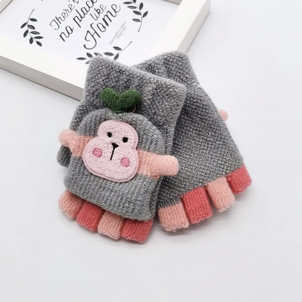 Новые модные женские теплые перчатки для малышей, зимние теплые вязаные перчатки без пальцев