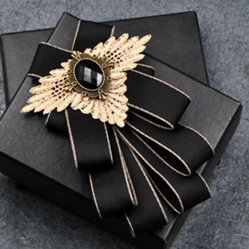 Корейская мода мужской галстук-бабочка ручной работы Британский полосатый Стразы галстуки-бабочки Бизнес Жених Свадебный кармашек полотенце квадратный набор - Цвет: Black 2