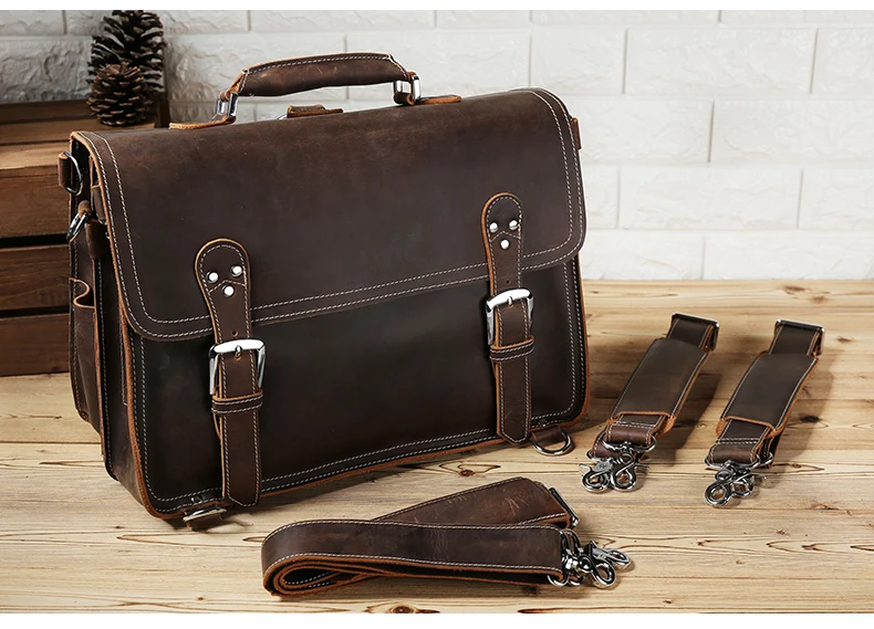 15 "мужской портфель сумки для ноутбука из натуральной кожи большой емкости для путешествий Бизнес винтажные сумки через плечо большие