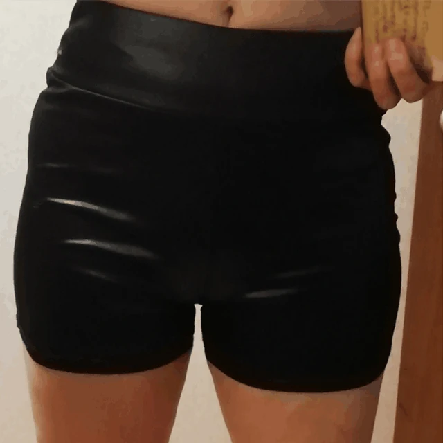 2021 Sexy Womens Shorts Shiny Elastic High Waist Shiny Faux PU Leather Short Pants Slim Hot Dance Clubwear Mini Shorts 6