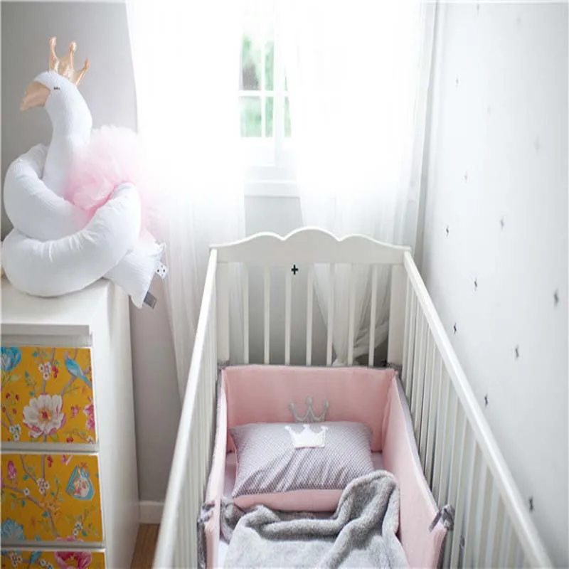 Бампер для детской кроватки для новорожденных, подушка с крокодиловым лебедем, бампер для детской кроватки, хлопковая подушка, украшение для детской комнаты