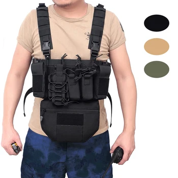 

Tactical Vest Molle Black Airsoft Military Vest CS Outdoor Clothing Hunting Vest Paintball Equipment With Two Way Radio Pouch