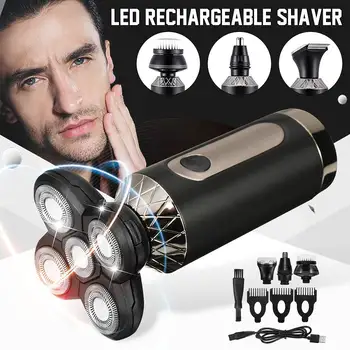 

IPX7 Waterproof Hair Shaver Trimmer 5-Head 360 Blades Digital Cordless Hair Clipper Nose Hair Shaver Kit USB Rechargeable