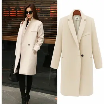 

Women Warm Winter Wool Lapel Long Slim Trench Parka Coat Jacket Overcoat Outwear