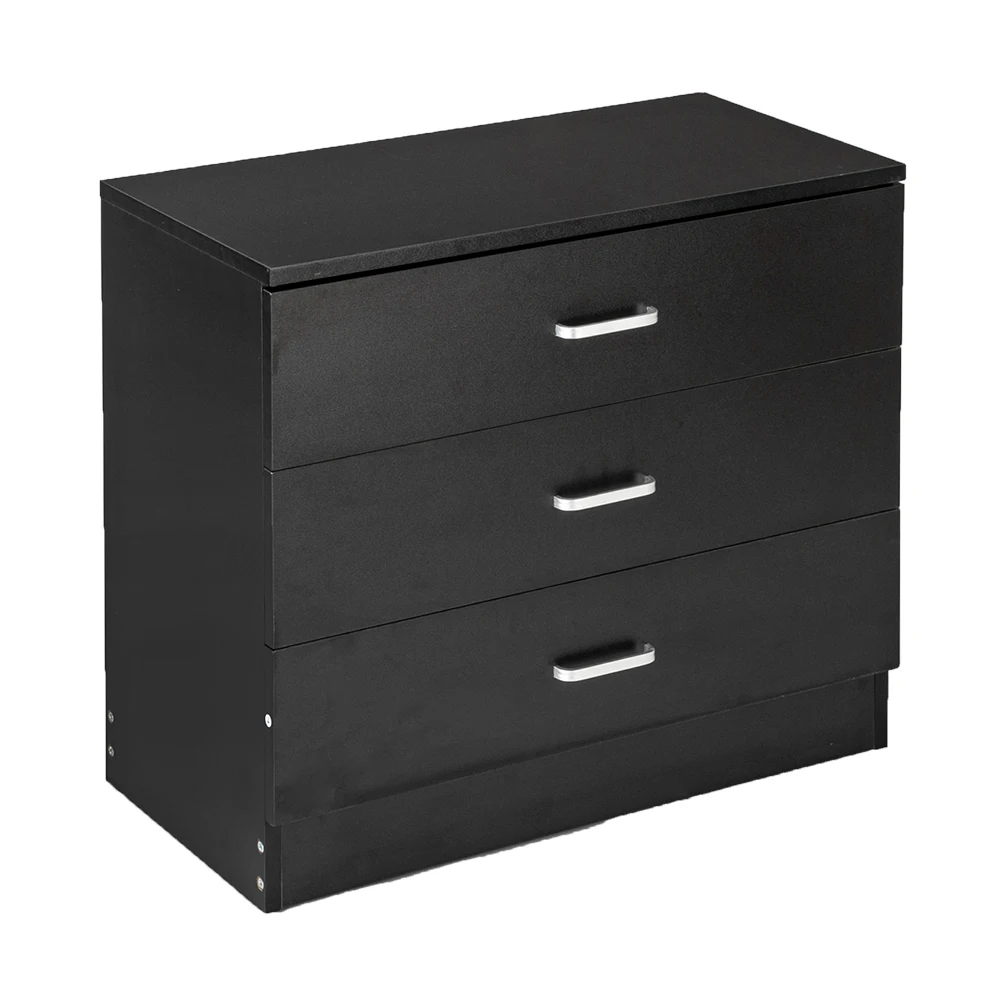 

Simple 3-Drawer Dresser Cabinet Storage Organizer For Bedroom Living Room Modern Black Wooden Drawer For Home Hotel 66*33*56cm
