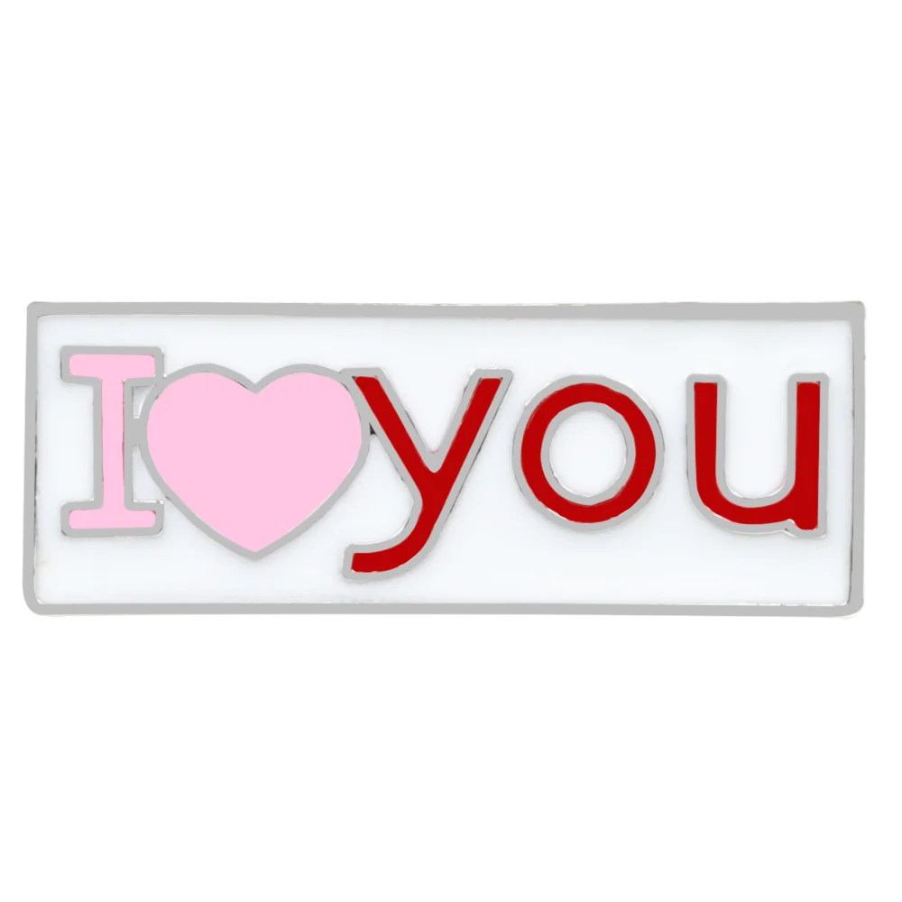 I LOVE YOU Милые эмалированные булавки с надписью I Love You Doll Cat куртка с брошью рубашки нагрудная булавка шляпа сумка Кнопка значок Ювелирные изделия Подарки для детей девочек - Окраска металла: I LOVE YOU