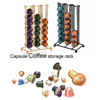

Iron Chrome Plating Display Capsule Rack Rotatable Coffee Pod Holder Stand Storage Shelves For 42pcs Dolce Gusto Capsule