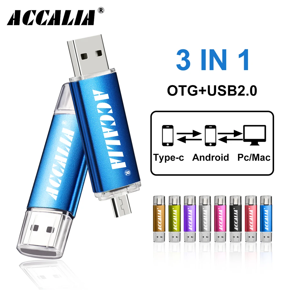 Металлический OTG 3 в 1 Тип C usb Флеш накопитель 64 ГБ флэш памяти 8 Гб 16 оперативной 32