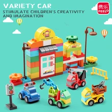 Feelo – blocs de construction de grande taille, modèle de voiture Transformable, ensemble de 3 briques colorées à monter soi même, jouets éducatifs pour enfants, 105 pièces