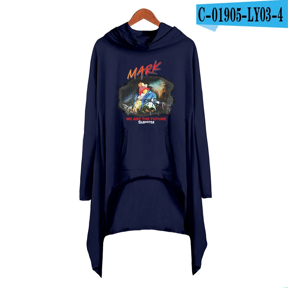 Новинка! Необычные толстовки SuperM Ablum, модные, негабаритные, Ulzzang, с капюшоном, женское платье, K Pop, свободное, женское платье - Цвет: navy