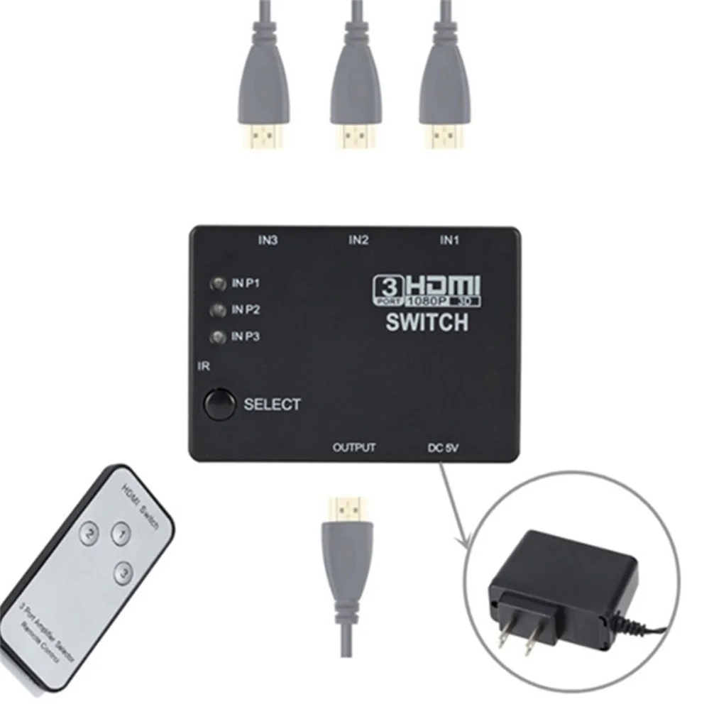 Pzzpss Hdmi Switcher em para Fora Portas Hub Caixa Interruptor Automático 1080p hd 1.4 com Controle Remoto para Hdtv Xbox360 Projetor Dvd - Imagem 4