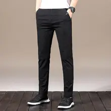 Мужские повседневные брюки для фитнеса, тонкие хлопковые длинные брюки размера плюс, весна, эластичные брюки хаки, серые, черные, Молодежные Слаксы