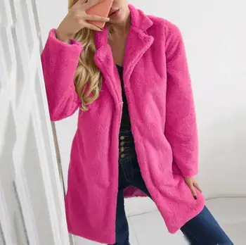 

Womens Winter Teddy Bear Faux Fur Coat Jackets Ladies Warm Jumper Outwear 2019 Autumn Winter New Pink Coats