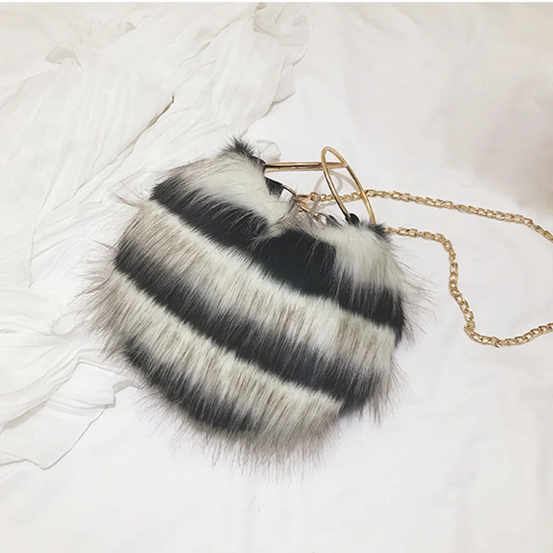 Gray Handbag Роскошные Брендовые женские сумки, новинка, зимние сумки на плечо из искусственного меха, вечерняя сумочка-клатч, высокое качество, женские вечерние сумки с цепочкой через плечо - Цвет: Gray Handbag