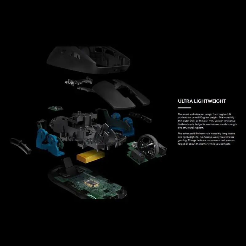 Программируемая Беспроводная игровая мышь logitech G PRO, лазерная мышь Lightspeed 16000 dpi, Регулируемый датчик Hero, RGB, двойной режим мыши