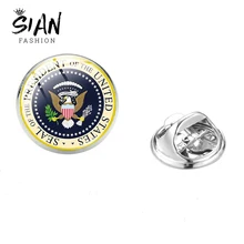 SIAN Seal Of The Department Of Marine Corps Brooches Classic Commemorative Badge Stainless Steel USA Corps Sign Glass Collar Pin