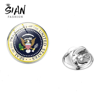 

SIAN Seal Of The Department Of Marine Corps Brooches Classic Commemorative Badge Stainless Steel USA Corps Sign Glass Collar Pin