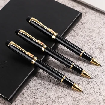 

1-Piece Dragon Clip Black Rollerball Pen Metal Smooth Writing Medium Point 0.7mm Black Ink Signature Pens School Office Supplies