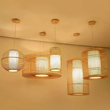 

Chinese Bamboo LED Chandeliers Living Room Hotel Lobby Restaurant Pendant Lamp Lighting Bedroom Teahouse Hanging Lamps Luminaire