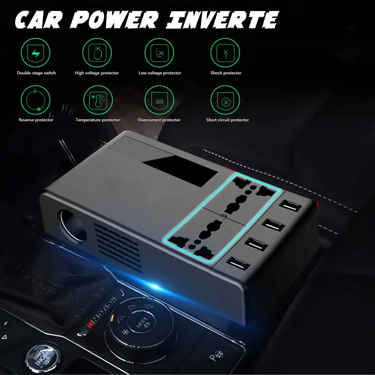 Многофункциональный автомобильный инвертор 12 В/24 В к AC110V/220 В 60 Вт/120 Вт преобразователь питания зарядное устройство автомобильный прикуриватель дисплей Напряжение