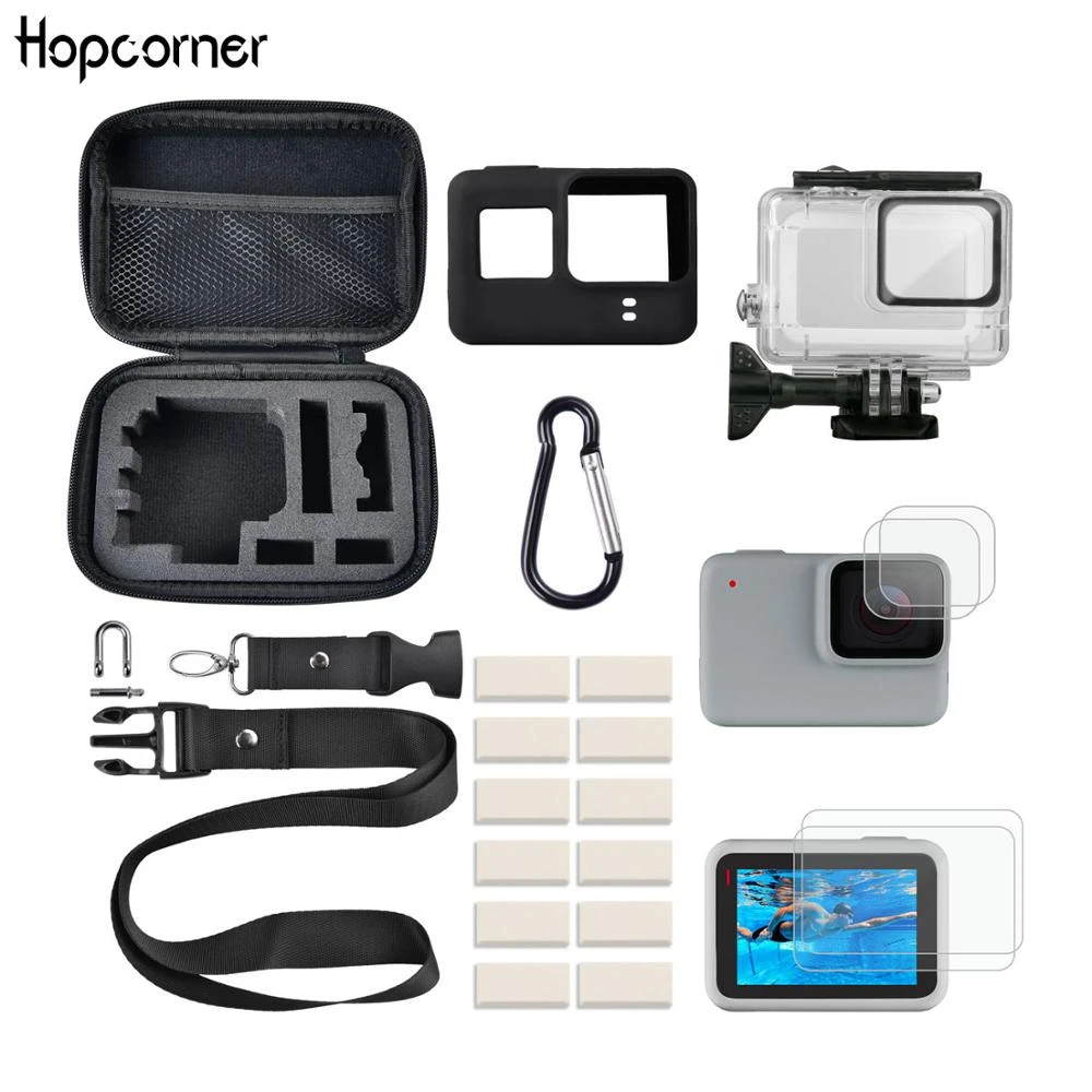 Gopro Hero 7 White Silver Accessories Kits For Outdoor Climbing Carrying Case Waterproof Case Screen Protector Lanyard Carabine Sports Camcorder Cases Aliexpress