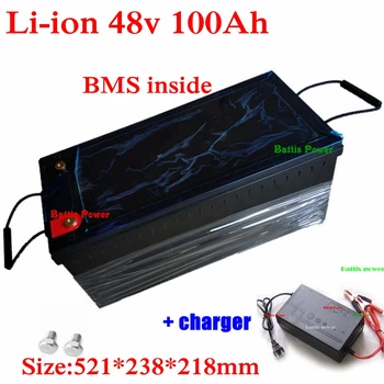

Battis waterproof lithium 48V 100AH li ion battery With BMS 13S for 4000W scooter boat bike Solar energy storage +10A charger