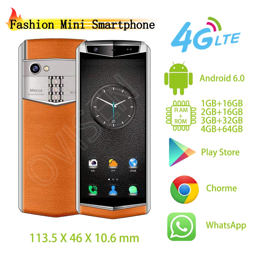 Anica M17S Карманный Android 4G-LTE смартфон 3,5 дюймов маленький кожаный мобильный телефон Google Play Store разблокированные сотовые телефоны