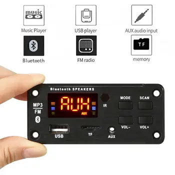 

Wireless Bluetooth Decoder Board Car Audio Module Support USB TF FM Radio 5V 12V MP3