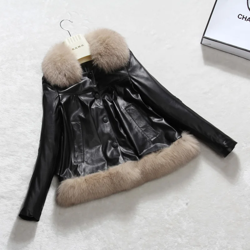 Tcyeek/пальто из натуральной овчины; женская зимняя куртка-пуховик из натуральной кожи; женские пальто с воротником из натурального Лисьего меха; теплая верхняя одежда; Hiver 8822