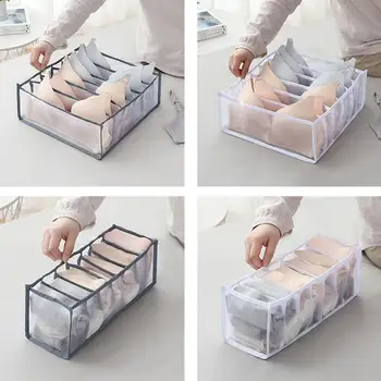 

Dormitory closet organizer for socks home separated underwear storage box 7 grids bra organizer foldable drawer organizer