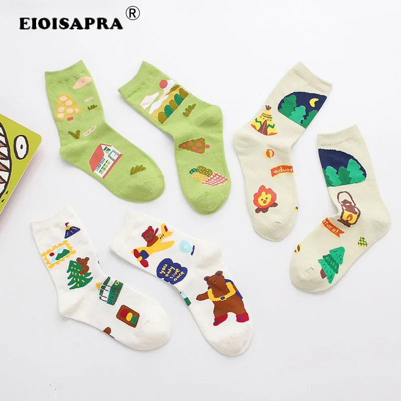 

Autumn/Winter Lovely Personality Tide Socks College Style Candy Color Doodle Avocados Fruit Girl Small fresh Women Socks