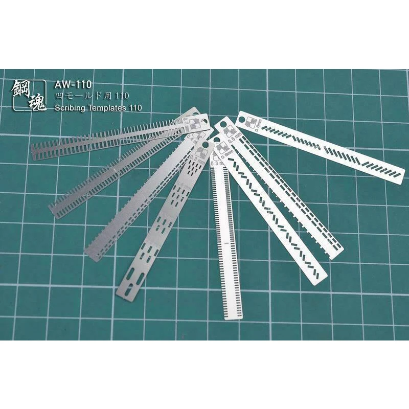 AW-110 Modeling Upgrade Kits 8pcs Model Panel Lining Scribing Templates Craft Tool Chisel Line Guide Board 0.3-0.6mm