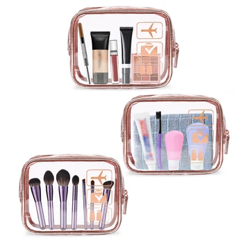 

3pcs Waterproof Transparent PVC Bath Cosmetic Bag Women Make Up Case Travel Makeup Wash Organizer Toiletry Storage Kit